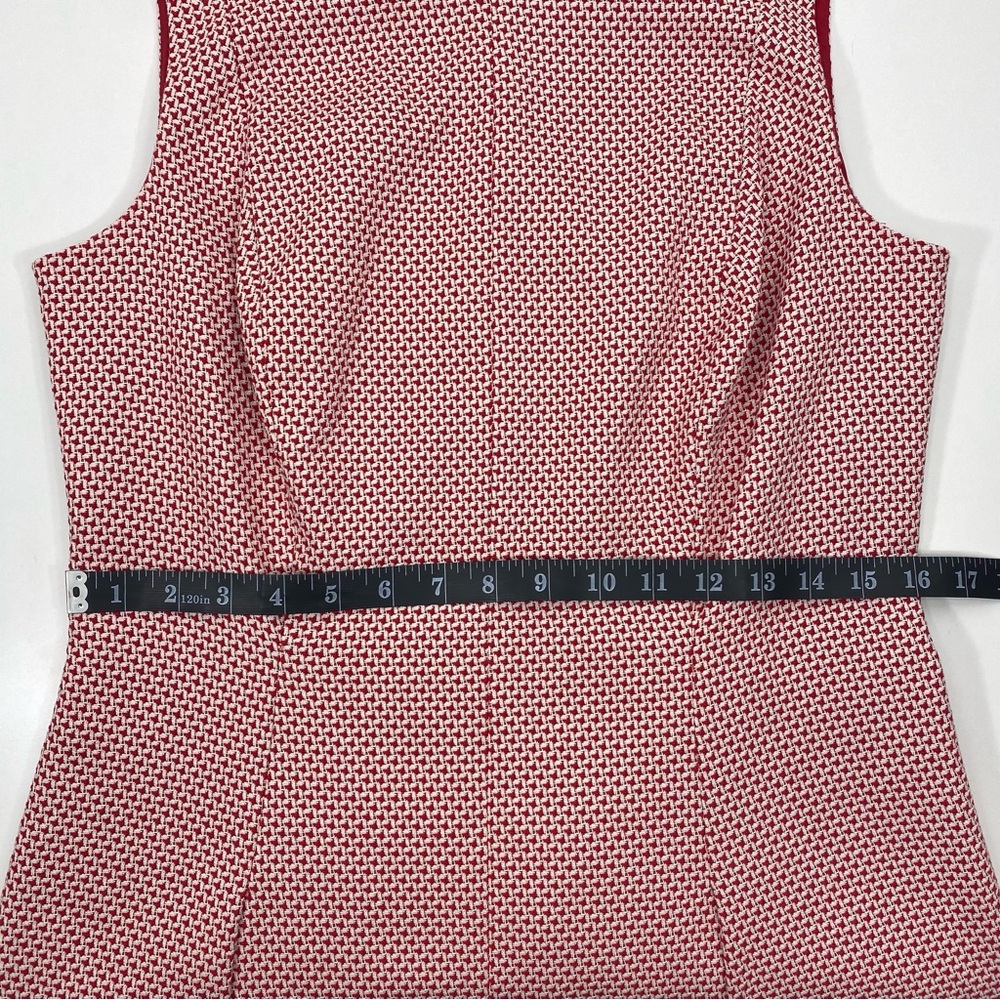 Boden Red White Jacquard Woven Houndstooth Sleeveless Tank Sheath A-Line Dress 8 - Picture 12 of 15